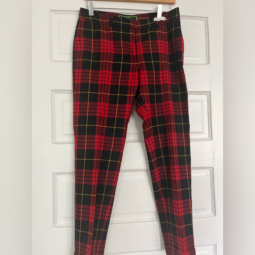 100% Wool Red Plaid Pants